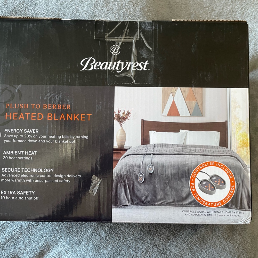 Beautyrest - Plush to Berber Heated Blanket - Gray